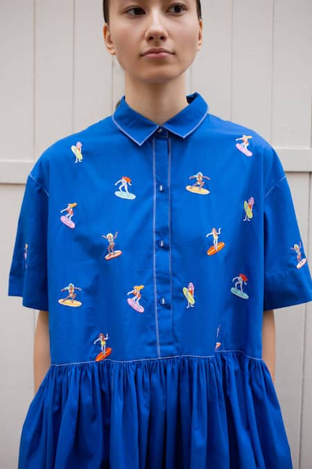 Laite Cleo Surfer Pattern Embroidered Dress 