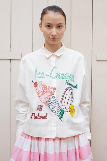 LAITE Caryn Ice Cream Embroidered Shirt 