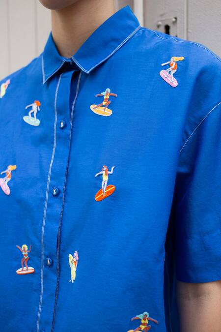 Laite Chance Surfer Thread Embroidered Shirt 