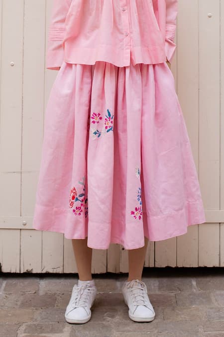 Laite Ciara Tuberose Embroidered Skirt 