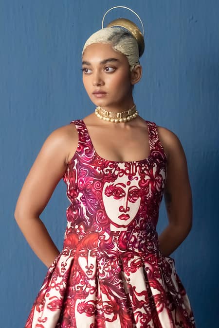 Whencut Goddamn Abstract Figuring Pattern Gown 