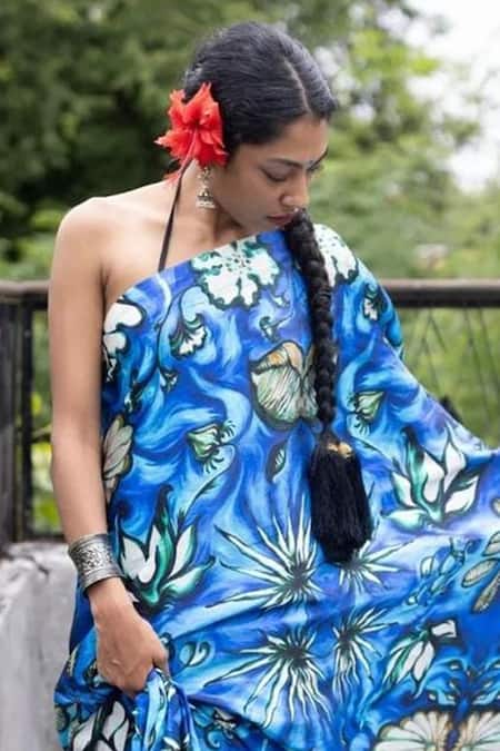 Whencut Goddamn Paradise Awaits Floral Print Saree 