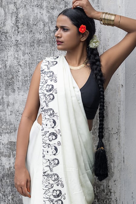 Whencut Goddamn Hope Goes A Long Way Portrait Printed Saree 