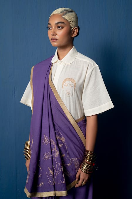 Whencut Goddamn The Mogra Portrait Embroidered Saree 