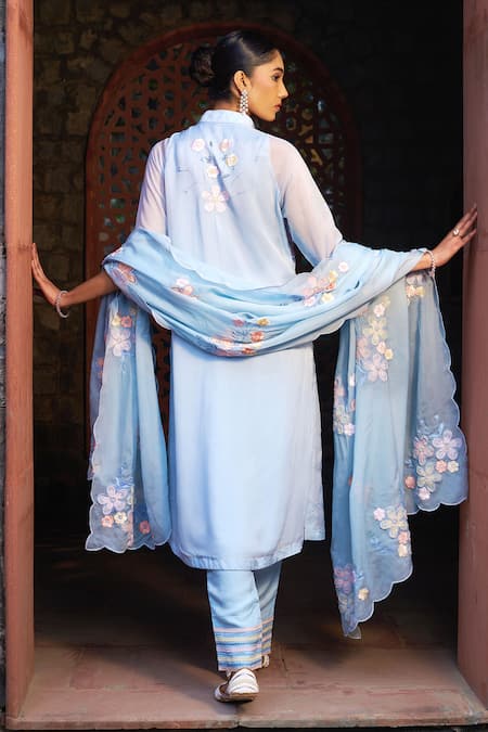 Sonia Khatri Celestial Floral Applique Kurta Pant Set 