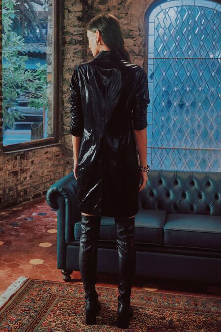 Shop Tara And I Black Lace Collared Lapel Collarblazer Dress at Aza Fashions Shop_Tara And I_Black Lace Collared Lapel Collarblazer Dress_at_Aza_Fashions