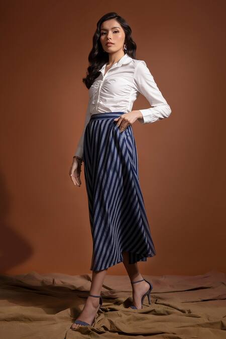 Buy Tara And I White Cotton Collared Plain Bustier Shirt Online at Aza Fashions Buy_Tara And I_White Cotton Collared Plain Bustier Shirt_Online_at_Aza_Fashions