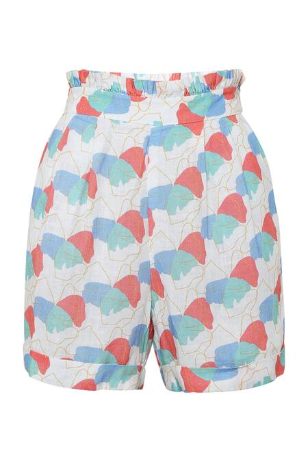 Tara And I Multi Color Tencel, Linen Faraway Floral Print Shorts Online at Aza Fashions Tara And I_Multi Color Tencel, Linen Faraway Floral Print Shorts_Online_at_Aza_Fashions