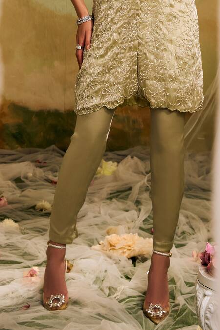 Buy Studio22 By Pulkita Arora Bajaj Green Organza, Chiffon Cut Work Round Neck Cutdana Embroidered Kurta And Pant Set Online at Aza Fashions Buy_Studio22 By Pulkita Arora Bajaj_Green Organza, Chiffon Cut Work Round Neck Cutdana Embroidered Kurta And Pant Set _Online_at_Aza_Fashions