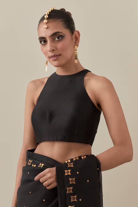 Buy Priyal Prakash Black Silk Organza, Chanderi, Polyester Zardozi Embroidered Saree With Blouse Buy_Priyal Prakash_Black Silk Organza, Chanderi, Polyester Zardozi Embroidered Saree With Blouse