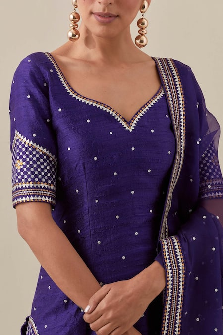Shop Priyal Prakash Purple Organza, Chanderi, Sequins, Zari Embroidered Kurta Gharara Set Online at Aza Fashions Shop_Priyal Prakash_Purple Organza, Chanderi, Sequins, Zari Embroidered Kurta Gharara Set _Online_at_Aza_Fashions