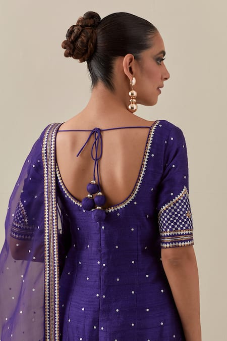 Buy Priyal Prakash Purple Organza, Chanderi, Sequins, Zari Embroidered Kurta Gharara Set Buy_Priyal Prakash_Purple Organza, Chanderi, Sequins, Zari Embroidered Kurta Gharara Set