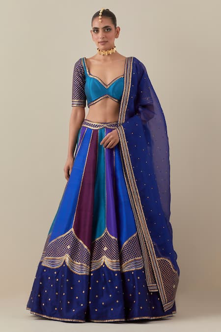 PRIYAL PRAKASH Raw Silk Embroidered Lehenga Set 