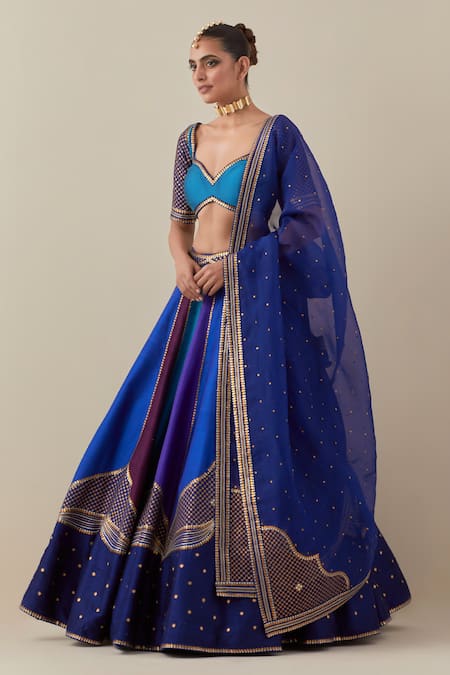Priyal Prakash Multi Color Silk Organza, Silk, Cotton Sequins, Zari, Raw Lehenga Set Online at Aza Fashions Priyal Prakash_Multi Color Silk Organza, Silk, Cotton Sequins, Zari, Raw Lehenga Set _Online_at_Aza_Fashions