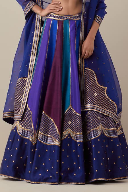 Buy Priyal Prakash Multi Color Silk Organza, Silk, Cotton Sequins, Zari, Raw Lehenga Set Buy_Priyal Prakash_Multi Color Silk Organza, Silk, Cotton Sequins, Zari, Raw Lehenga Set