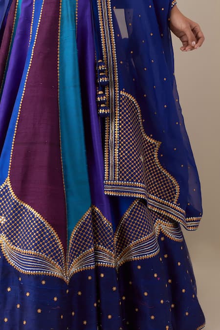 Shop Priyal Prakash Multi Color Silk Organza, Silk, Cotton Sequins, Zari, Raw Lehenga Set Shop_Priyal Prakash_Multi Color Silk Organza, Silk, Cotton Sequins, Zari, Raw Lehenga Set