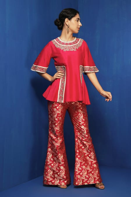 Krishna Mehta Hand Embroidered Yoke Short Tunic 