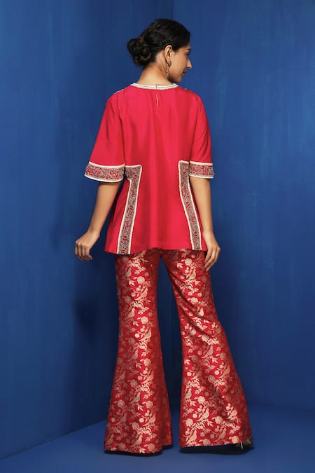 Krishna Mehta Hand Embroidered Yoke Short Tunic 