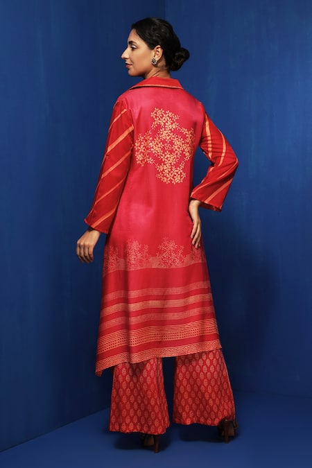 Krishna Mehta Flower Block Print Tunic With Pant 
