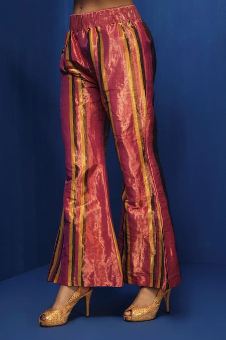 Buy Krishna Mehta Magenta Tussar Placement Hand Embroidery Zardozi High Round Neck Placket Tunic Online at Aza Fashions Buy_Krishna Mehta_Magenta Tussar Placement Hand Embroidery Zardozi High Round Neck Placket Tunic _Online_at_Aza_Fashions