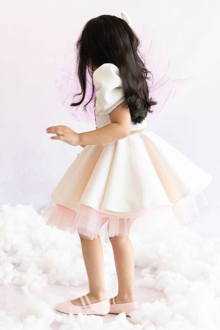 Shop_Ruchika Lath Label_White Neoprene, Crepe Crystals, Pearls, Sequins Carousel Embroidered Dress _Online_at_Aza_Fashions