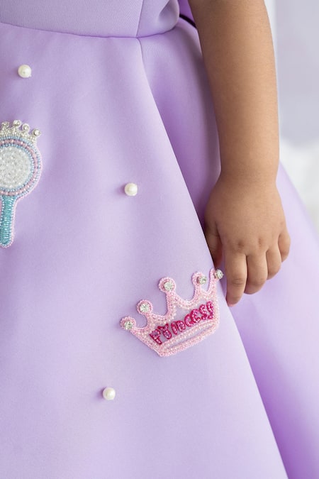 Shop_Ruchika Lath Label_Purple Neoprene, Crepe Pearls, Princess Kingdom Embellished High Low Gown _Online_at_Aza_Fashions