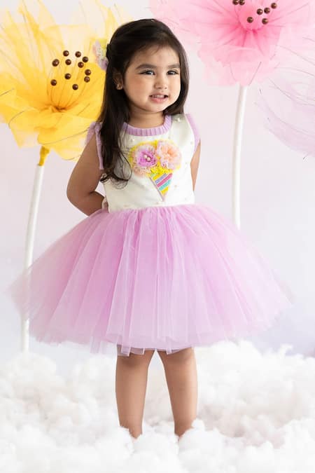 Shop_Ruchika Lath Label_Off White Pearls, Beads Ice Cream Mania Embroidered Dress _Online_at_Aza_Fashions