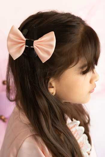 Ruchika Lath Label_Peach Crystals, Beads 3d Bloom Embellished Pleated Dress _at_Aza_Fashions