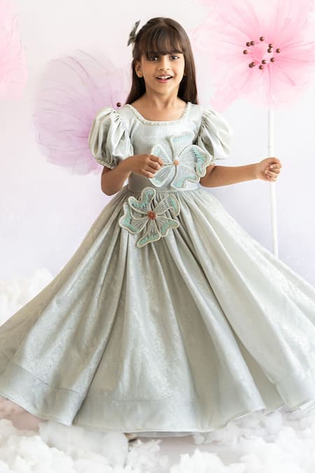 Shop Ruchika Lath Label Silver Korea Foil Embroidery Crystals Enchante 3d Iris Bloom Embellished Gown Online at Aza Fashions Shop_Ruchika Lath Label_Silver Korea Foil Embroidery Crystals Enchante 3d Iris Bloom Embellished Gown _Online_at_Aza_Fashions