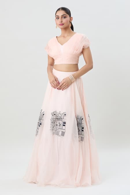 Samyukta Singhania Fort Embroidered Lehenga & Pleated Blouse Set 