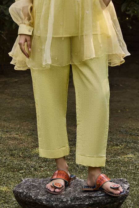 Vaani Beswal Yellow Handloom , Embroidery Round Neck Rio Tunic Set Online at Aza Fashions Vaani Beswal_Yellow Handloom , Embroidery Round Neck Rio Tunic Set _Online_at_Aza_Fashions