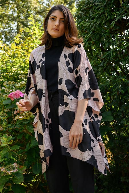 Aeshaane Abstract Leaf Hand Block Printed Kaftan 