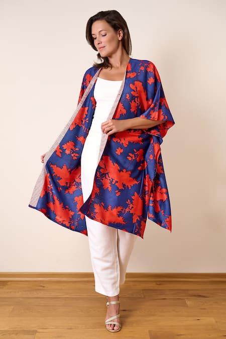 Aeshaane Abstract Hand Block Print Kaftan Robe 