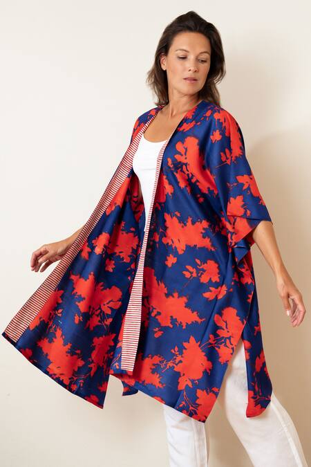 Aeshaane Purple Silk Abstract Hand Block Print Kaftan Robe Online at Aza Fashions Aeshaane_Purple Silk Abstract Hand Block Print Kaftan Robe _Online_at_Aza_Fashions
