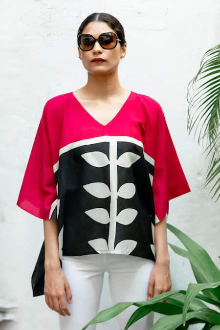 Aeshaane Printed Colour Block Short Kaftan 