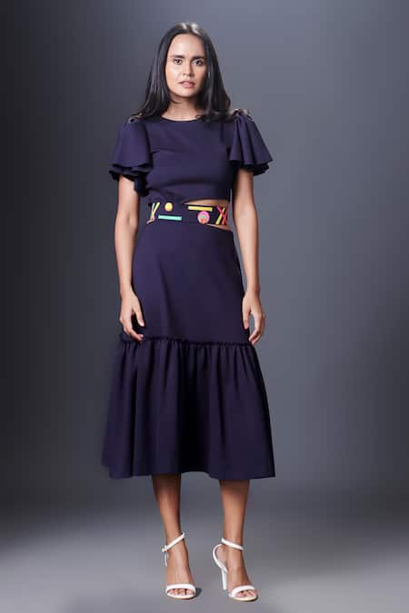 Deepika Arora Cut-Out Dress With Patchwork Belt 