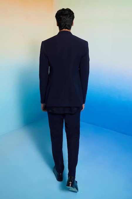 Shop Contrast By Parth Blue Cotton Embroidery, Cut Work, Sequins Luna Embellished Shrug And Kurta Set at Aza Fashions Shop_Contrast By Parth_Blue Cotton Embroidery, Cut Work, Sequins Luna Embellished Shrug And Kurta Set _at_Aza_Fashions