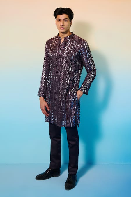 Contrast By Parth Purple Georgette Mirrors, Sequins, Embroidery Wizard Embellished Kurta Set Online at Aza Fashions Contrast By Parth_Purple Georgette Mirrors, Sequins, Embroidery Wizard Embellished Kurta Set _Online_at_Aza_Fashions