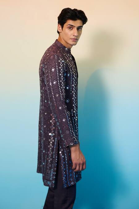 Buy Contrast By Parth Purple Georgette Mirrors, Sequins, Embroidery Wizard Embellished Kurta Set Online at Aza Fashions Buy_Contrast By Parth_Purple Georgette Mirrors, Sequins, Embroidery Wizard Embellished Kurta Set _Online_at_Aza_Fashions