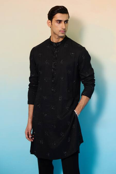 Contrast By Parth Black Silk Cut Work Tornado Embroidered Kurta Set Online at Aza Fashions Contrast By Parth_Black Silk Cut Work Tornado Embroidered Kurta Set _Online_at_Aza_Fashions