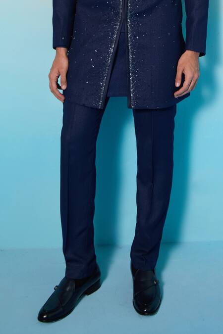 Buy Contrast By Parth Blue Cotton, Wool Crystals Comet Embellished Sherwani And Kurta Set Online at Aza Fashions Buy_Contrast By Parth_Blue Cotton, Wool Crystals Comet Embellished Sherwani And Kurta Set _Online_at_Aza_Fashions