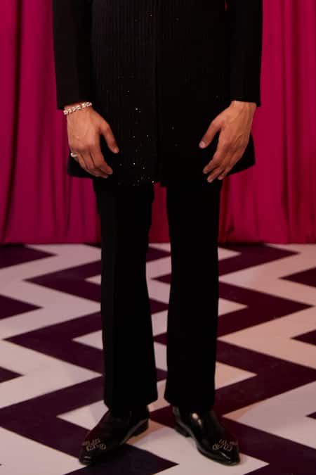 Buy Contrast By Parth Black Silk Crystals Falling Star Embellished Sherwani Set Online at Aza Fashions Buy_Contrast By Parth_Black Silk Crystals Falling Star Embellished Sherwani Set _Online_at_Aza_Fashions