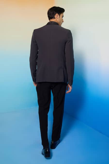 Contrast By Parth Neptune Cutdana Embroidered Tuxedo Set 