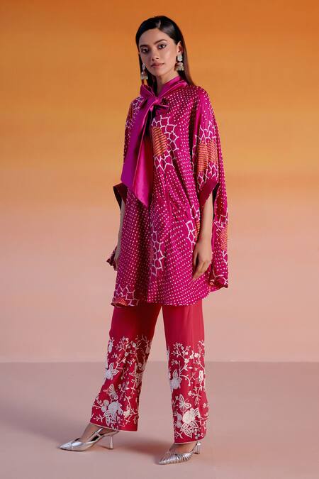 Shop_Twenty Nine_Pink Georgette Embroidery Parsi Gaara Floral Palazzo _Online_at_Aza_Fashions