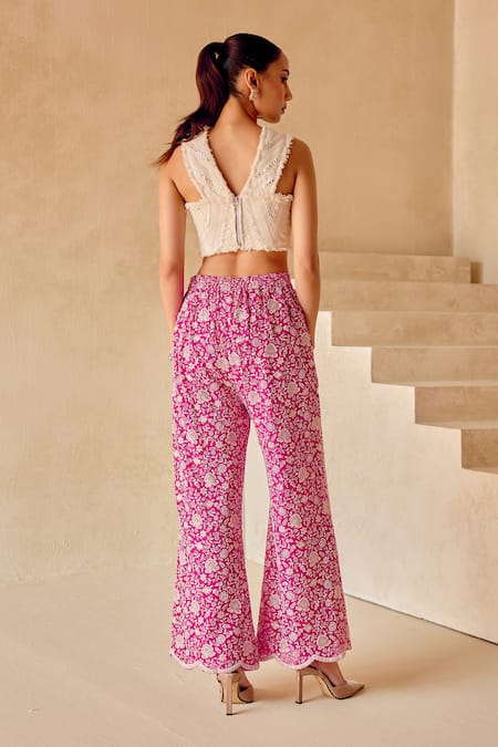 Twenty Nine Chikankari Embroidered Flared Pant 