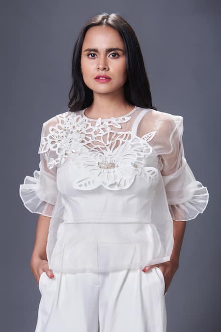 Deepika Arora Cutwork Embroidered Top 