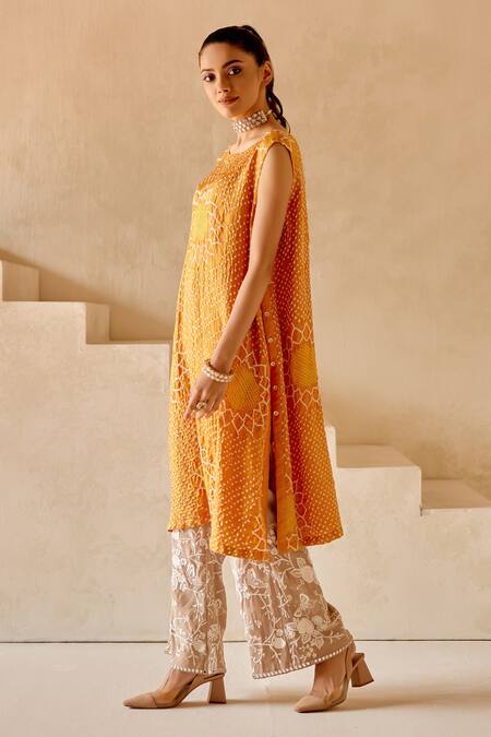 Twenty Nine_Beige Georgette Embroidery Parsi Gaara Palazzo _at_Aza_Fashions