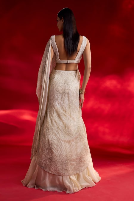 Charu And Vasundhara Venus Pre-Draped Embroidered Lehenga Saree With Blouse 