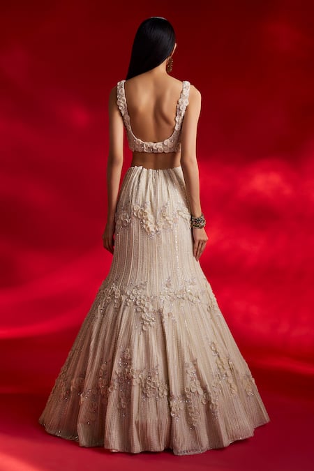 Charu And Vasundhara Vesper 3D Flower Embroidered Lehenga Set 