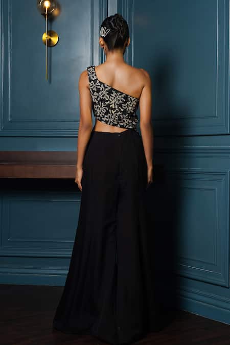 Charu And Vasundhara Valley One-Shoulder Floral Embroidered Jumpsuit 